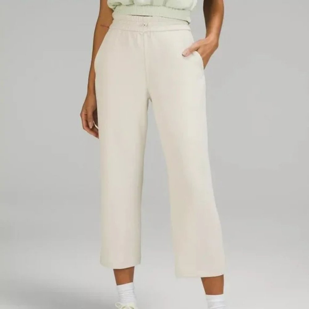 Lululemon Softstreme High-Rise Straight-Leg Cropped Pant White Opal